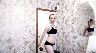 DATEZONE - Fit amateur in black sports bikini masturbates