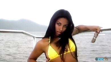 Two luxurious milfs on a yacht taking turns in overturned sex position in a threesome