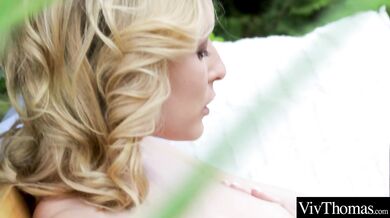 Cute blonde lesbian lovers enjoy intense face sitting fun