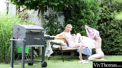 Cute blonde lesbian lovers enjoy intense face sitting fun