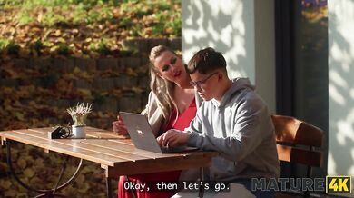 MATURE4K. Nerd tries Big Tits for the first time