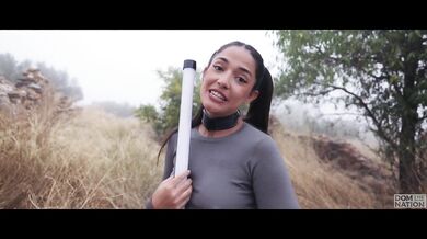 Beautiful PAWG gets ass punished and tied up for a piss drink in an olive grove