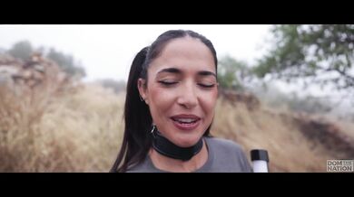 Beautiful PAWG gets ass punished and tied up for a piss drink in an olive grove