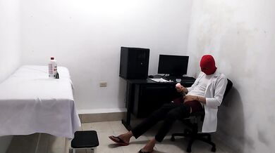 Perverted doctor masturbates after treating a cute patient
