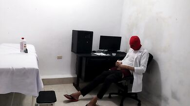 Perverted doctor masturbates after treating a cute patient