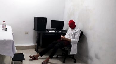 Perverted doctor masturbates after treating a cute patient