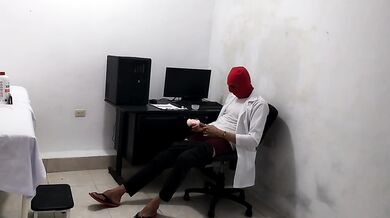 Perverted doctor masturbates after treating a cute patient