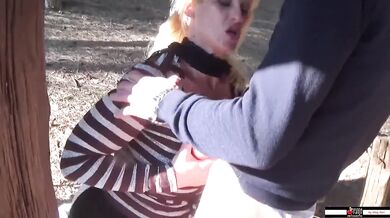 Kinky busty blonde fucked outdoors like a slut