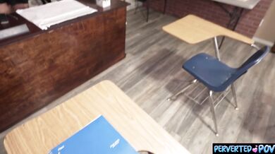 Dominant teacher teaches a disobedient student some discipline