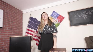 Dominant teacher teaches a disobedient student some discipline