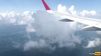 Giving a blowjob on a plane before I get caught with dick in my mouth