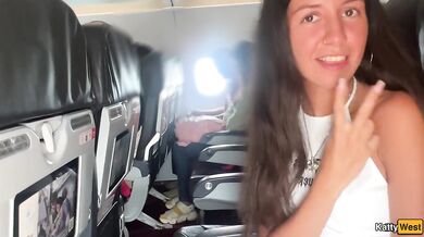 Giving a blowjob on a plane before I get caught with dick in my mouth
