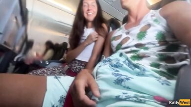 Giving a blowjob on a plane before I get caught with dick in my mouth