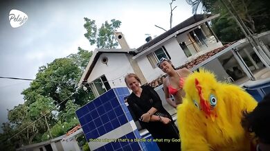 I'm upset with my stepbro, I challenge him to an oil fight match outside the house, if i win we fuck