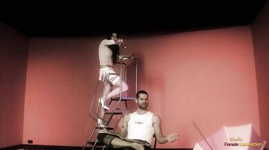 Covered in chocolate while banging excites the brunette enough to ride until the chair breaks