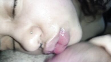 daddy cum on my lips, he jerked in face off until he cum right on my big lips‍