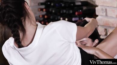 Cute waitresses have hot lesbian sex while boss isn't looking