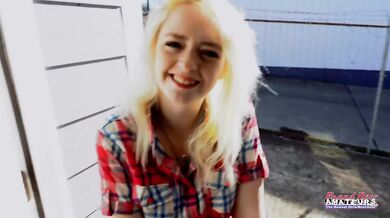 Busty Blonde Annie Archer Fucks Her Pale Hairy Pussy With A Vibrator!