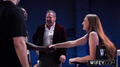 WIFEY Married MILF Brandi Johnson Gets Spit-Roasted And Creampied While Hubby Watches