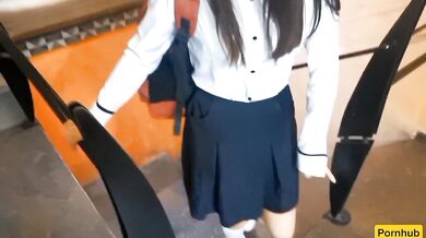 THIS SCHOOLGIRL IS GOING TO HER TEACHER AFTER SCHOOL FOR MONEY