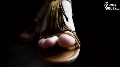 Ivet's soft soles on first shooting (POV foot worship, sandals, sexy feet, foot goddess, 18 yo feet)