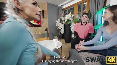 SWAP4K. A Sunday walk ended up as having a hot girl with in our bed, it was her first threesome
