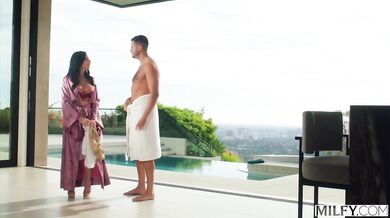 MILFY Horny Trophy Wife Piper Press Kicks Out Hubby For Pool Boy's Huge Cock