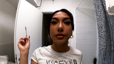 Super Hot Very Beautiful Brunette College Girl in her Dorm Room prepares for going out to Night Club