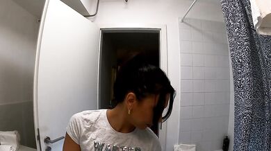 Super Hot Very Beautiful Brunette College Girl in her Dorm Room prepares for going out to Night Club
