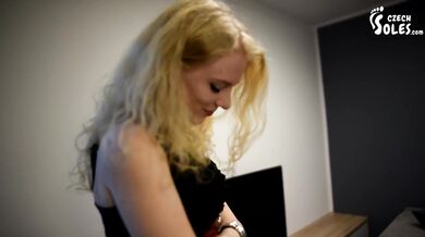Begging at Dark Lady's feet for his life (femdom, foot slave, high heels, footdom, pantyhose, soles)
