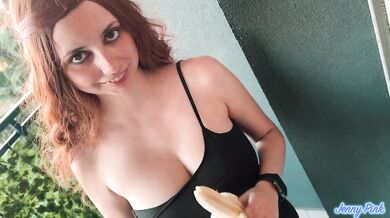 Busty redhead rides cock and gives blowjob with cum on face