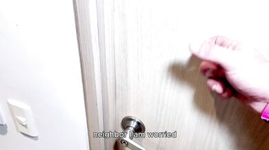 I catch my neighbor Pau Rojas masturbating in my bathroom.