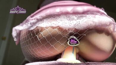 PETITE GIRL RIDES DILDO IN FISHNETS | NYMPH_CANDY
