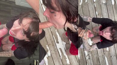 Alt girl gives a spitty blowjob and swallows- Silk Shadows