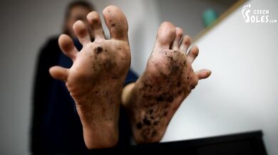Dirty feet from barefoot walking (POV dirty feet, dirty bare feet, foot goddess, sexy soles toes)