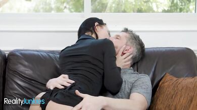 REALITYJUNKIES - Big Boobed Brunette Rides Hard In Cowgirl And Gets Cum All Over Her Ass