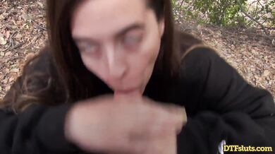DTFsluts - Abbie Maley brunette outdoor whore loves cock