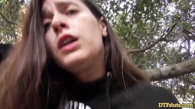 DTFsluts - Abbie Maley brunette outdoor whore loves cock