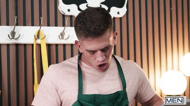 MEN - Drake Von Fucks Trevor Brooks Doggystyle Behind The Counter Until Lily Lou Joins The Fun