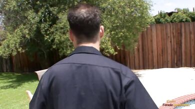 Brunette housewife makes her husband watch while getting penetrated Outdoor and then indoors again
