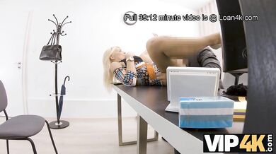 VIP4K. Fucking on the desk helps blue-eyed MILF get a new mortgage loan