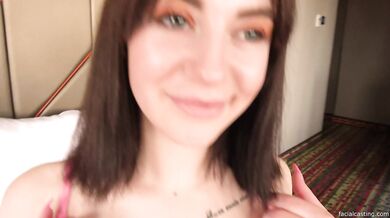 18 y/o first porn, loves big older cock and face covered