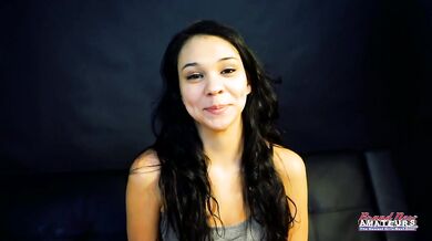 Skinny Coed Sabrina Rubs Her Pussy And Gives A BJ To A Cock!
