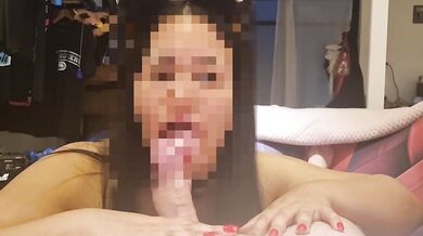 Sexy latina with cat ears plays with my dick and rims me until I cum in her mouth