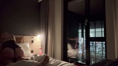 Amateur Wife Rides To Loud Orgasm - Hotel Window Exhibition