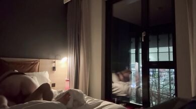 Amateur Wife Rides To Loud Orgasm - Hotel Window Exhibition