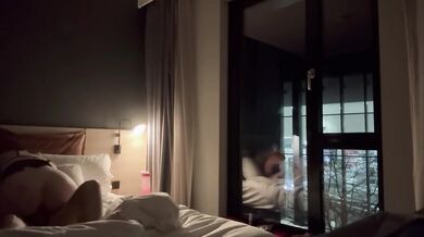 Amateur Wife Rides To Loud Orgasm - Hotel Window Exhibition