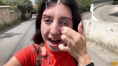 Crazy Girl Sucking Dick in the Bushes - Huge Facial Public Cumwalk