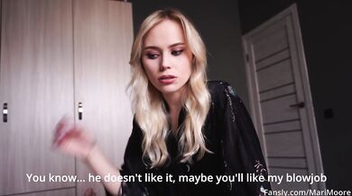 Dad doesn't like how my stepmom sucks, so she sucks my dick and swallows cum