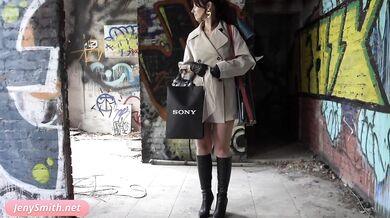 Jeny Smith exploring the warehouse naked